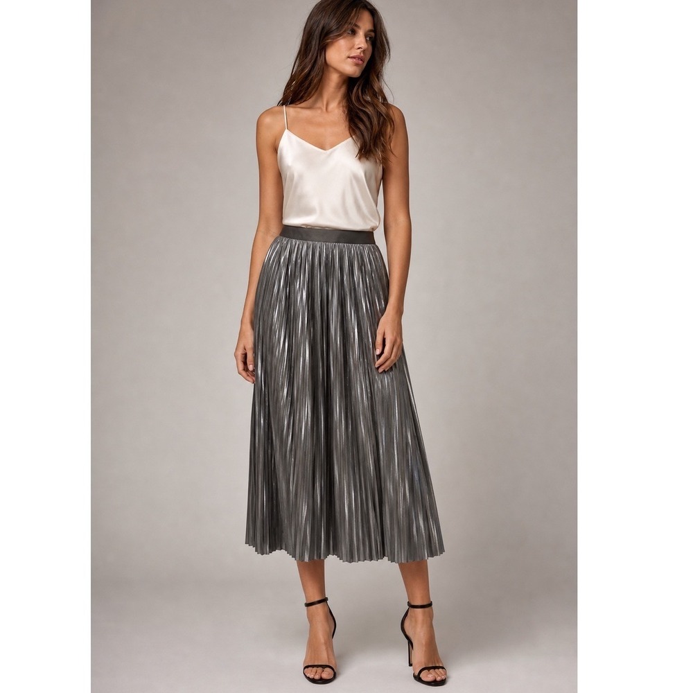 Banana Republic Micro Pleat Metallic Midi Skirt, 2